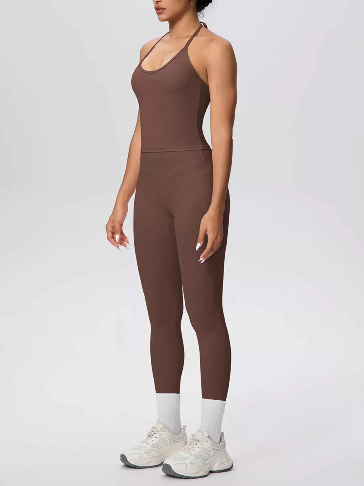 Halter Neck Cami and High-Waisted Leggings Active Set - Lilixa.store