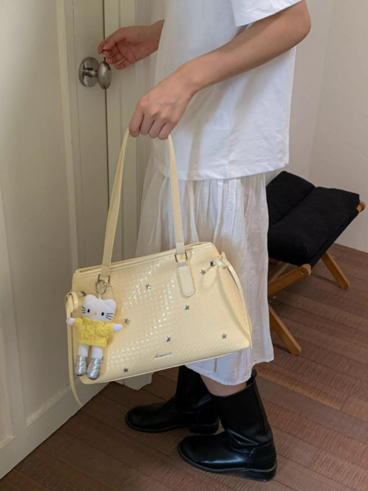 PU Leather Convertible Tote Bag