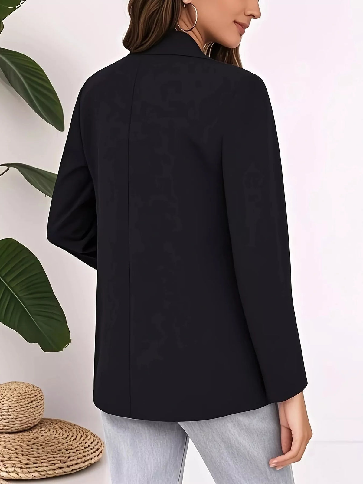 Plus Size Lapel Collar Single-Button Blazer - Lilixa.store