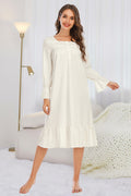 Flounce Sleeve Ruffle Hem Night Dress - Lilixa.store
