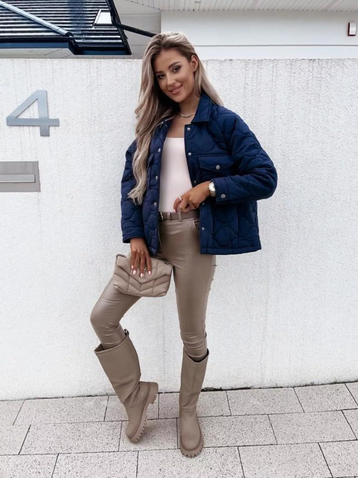 Quilted Snap-Down Casual Jacket, view 7