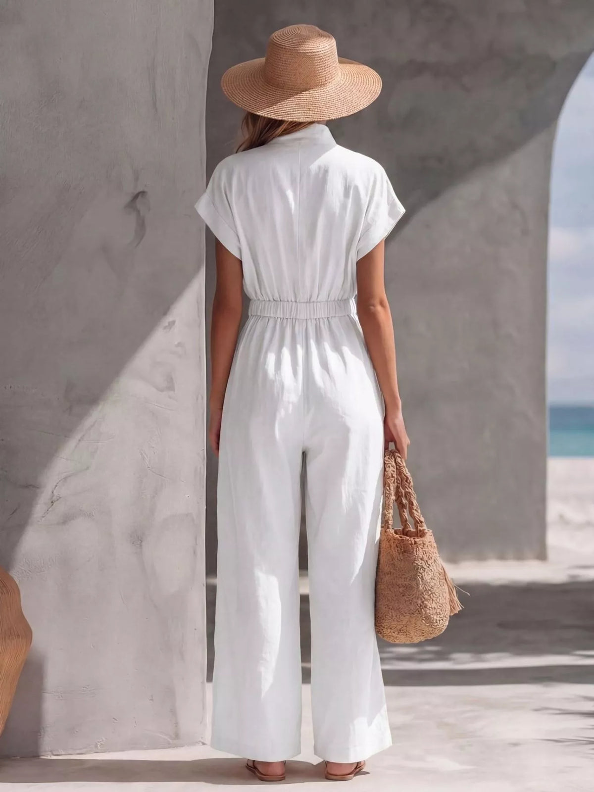 Zipper Front Wide Leg Jumpsuit - Lilixa.store