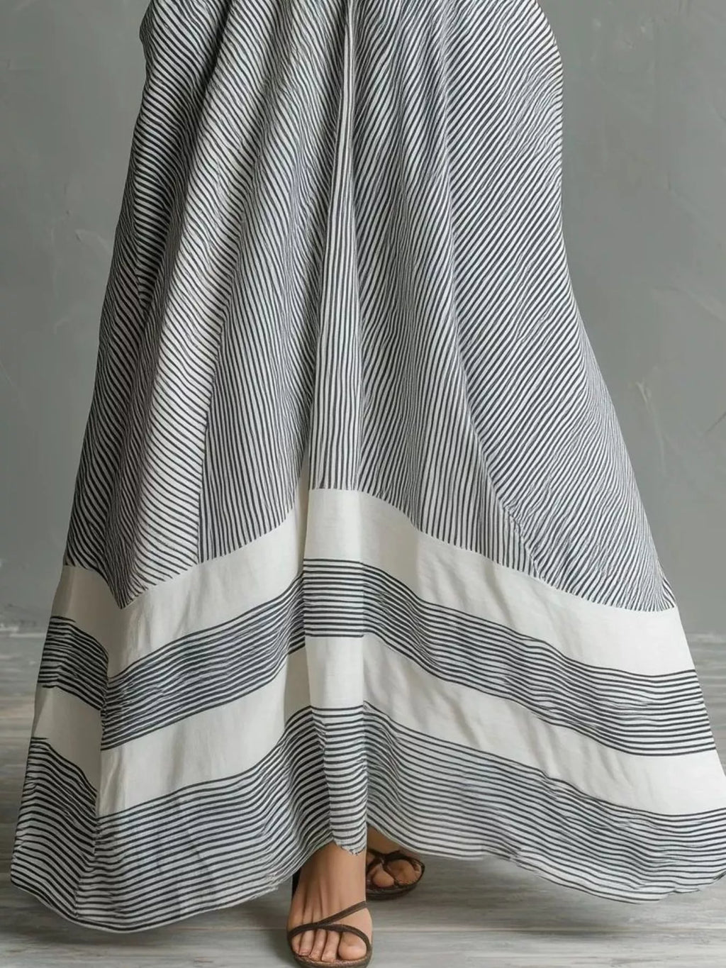 Full Size Striped Halter Neck Maxi Dress with Pockets Plus Size - Lilixa.store