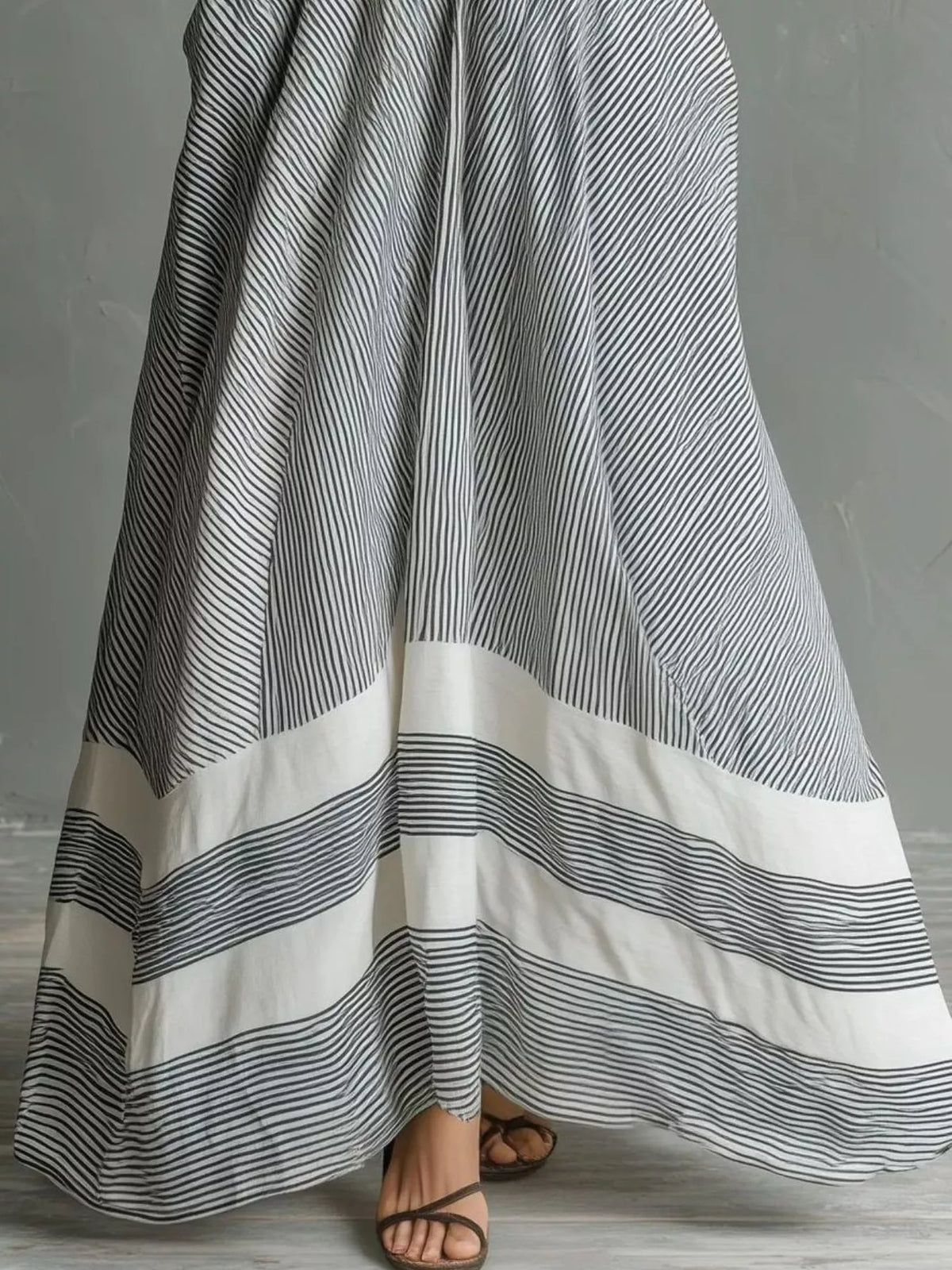 Full Size Striped Halter Neck Maxi Dress with Pockets Plus Size - Lilixa.store
