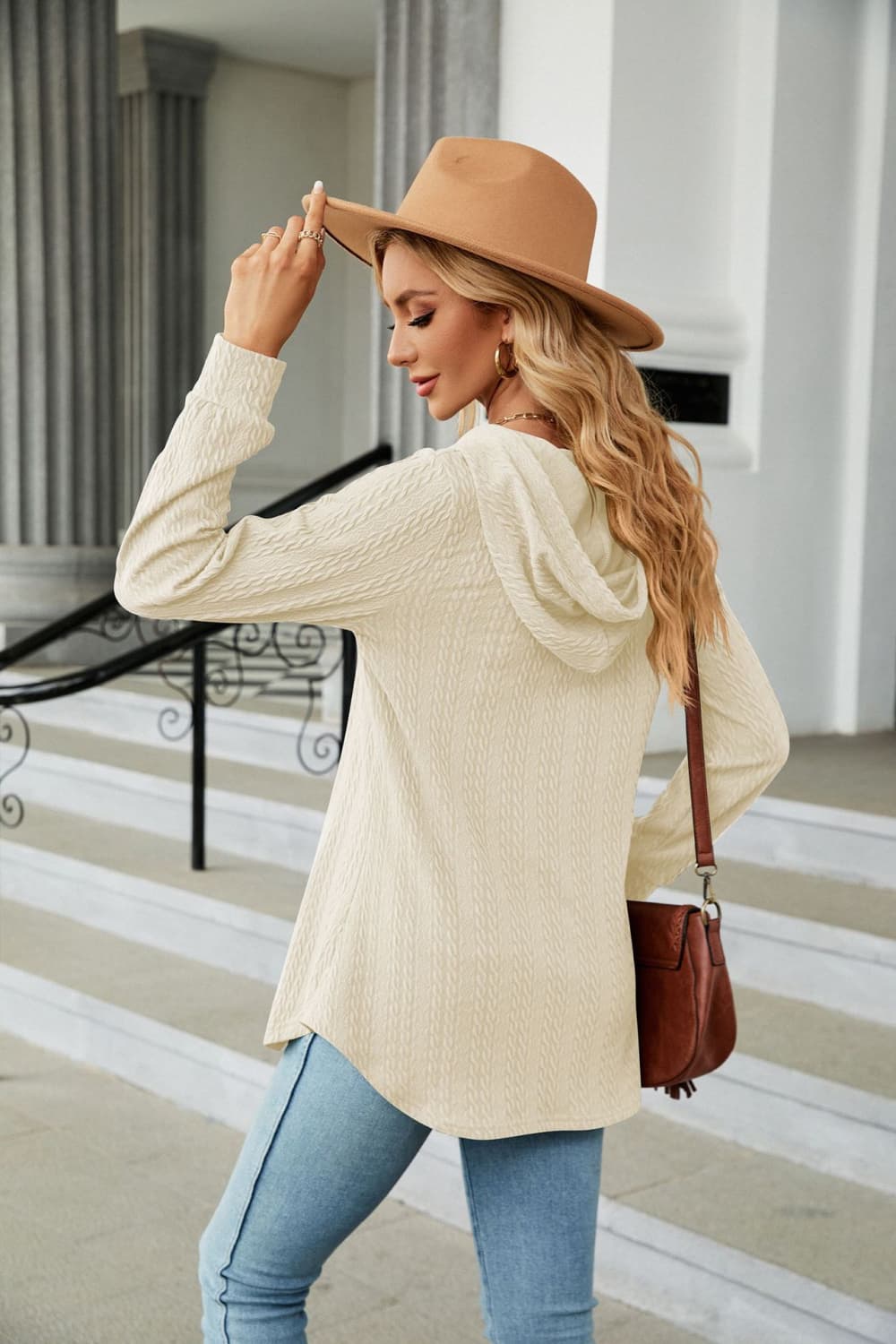 Long Sleeve Hooded Blouse, view 4