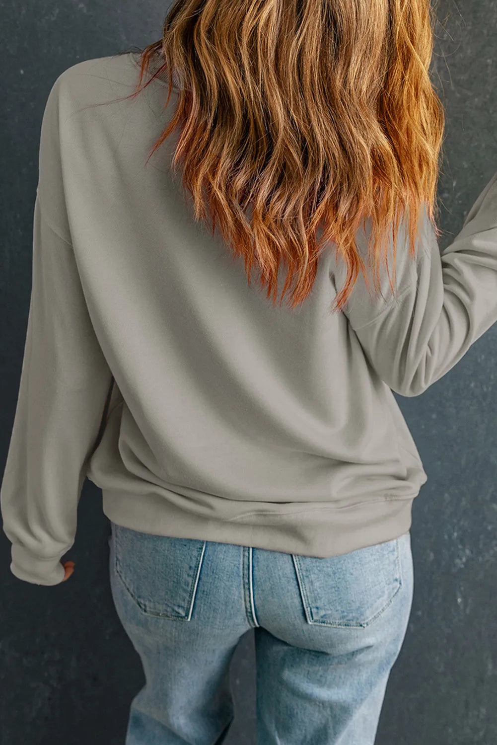 Letter Graphic Round Neck Long Sleeve Sweatshirt - Lilixa.store