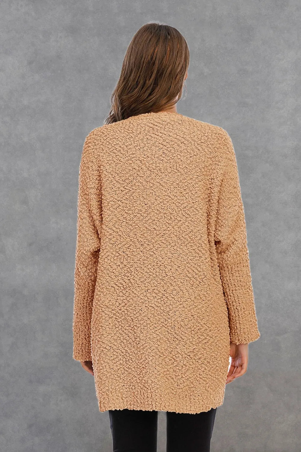 Angel Wings Pocketed Open Front Long Sleeve Cardigan - Lilixa.store