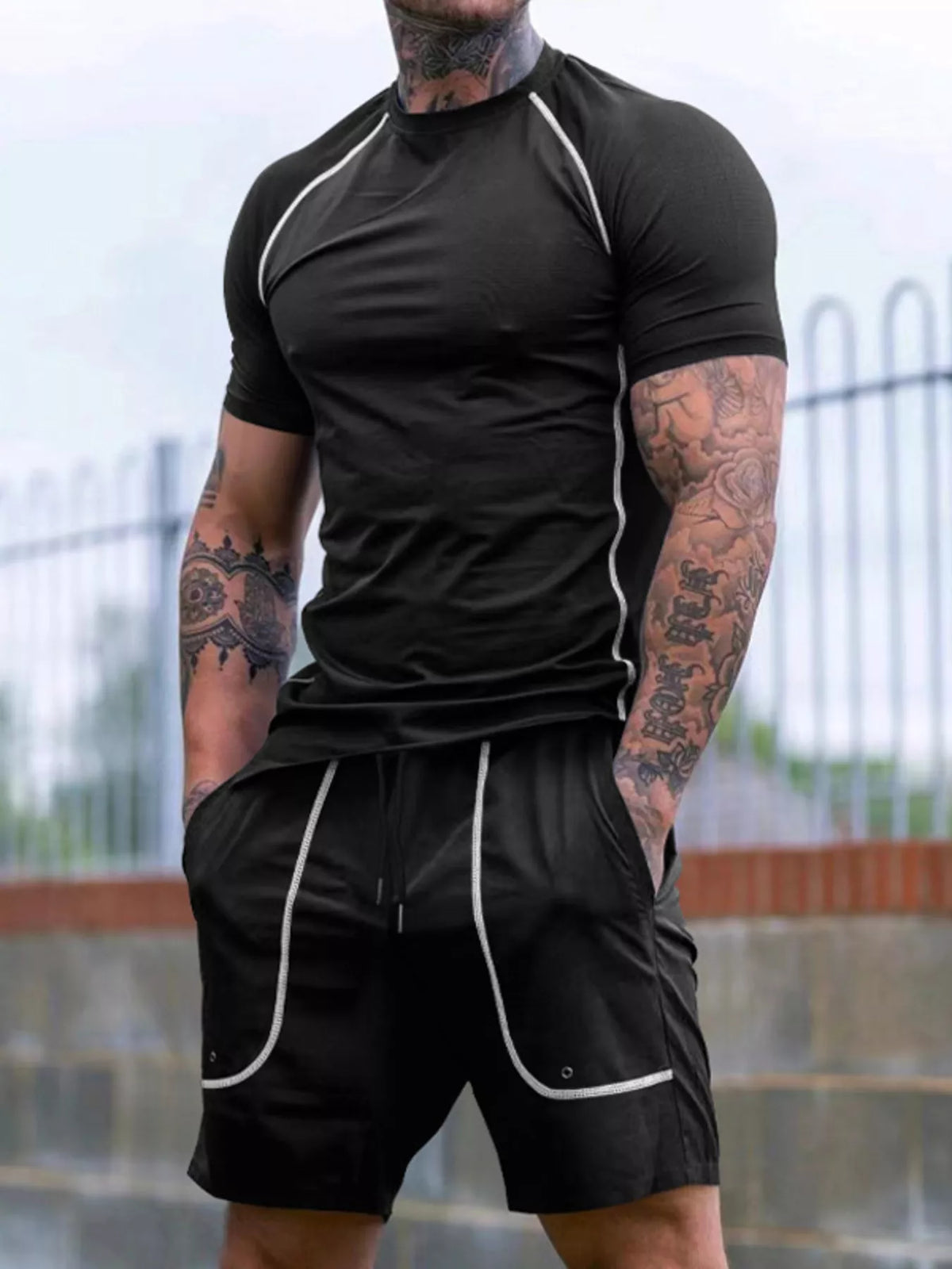 Men's Full Size Casual Short Sleeve T-Shirt and Shorts Set Plus Size - Lilixa.store
