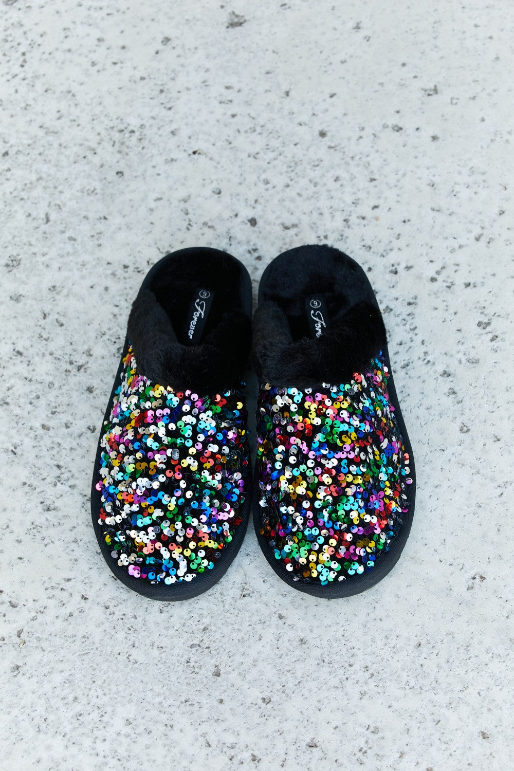 Forever Link Multicolored Sequin Faux Fur Slipper - Lilixa.store