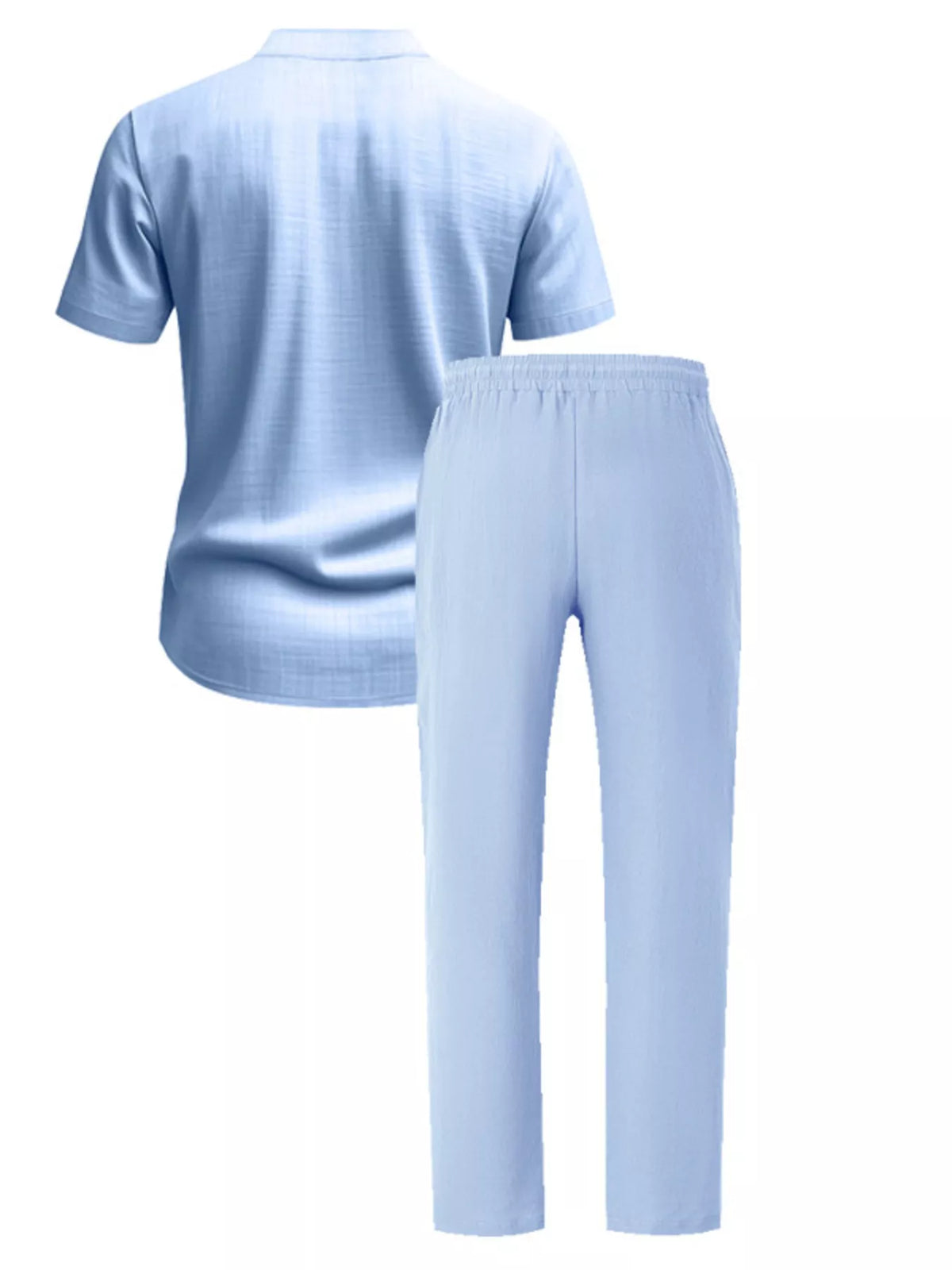 Men's Full Size Casual Button Up Short Sleeve Shirt and Pants Set Plus Size - Lilixa.store
