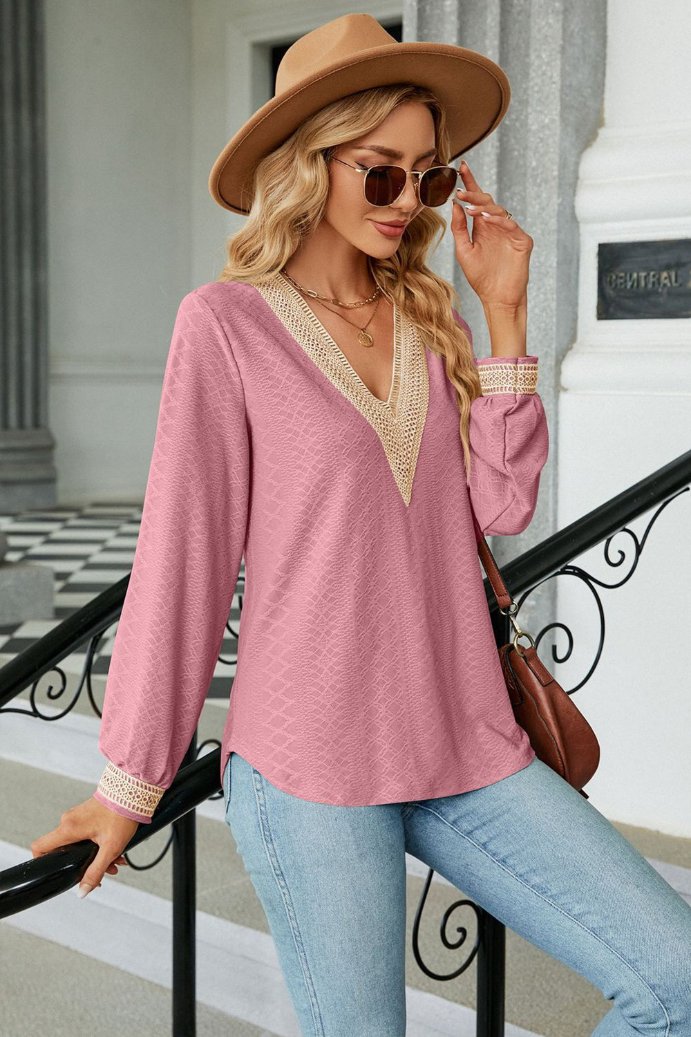 V-Neck Long Sleeve Blouse, view 13