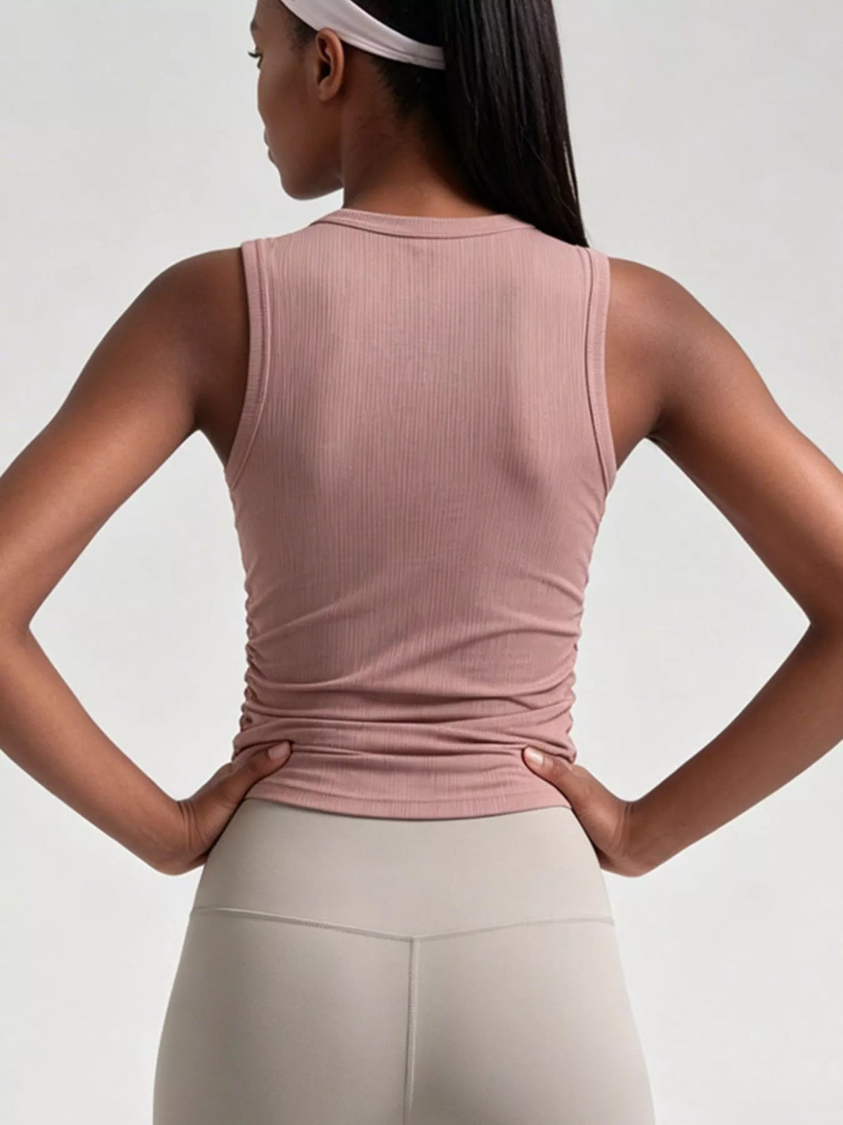 Ribbed Ruched Active Tank - Lilixa.store