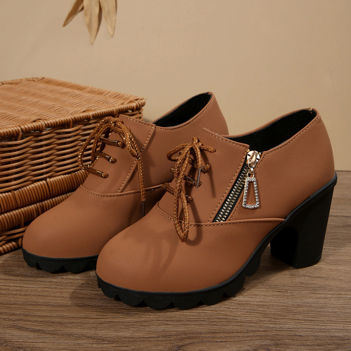Lace-Up Block Heel Pumps - Lilixa.store