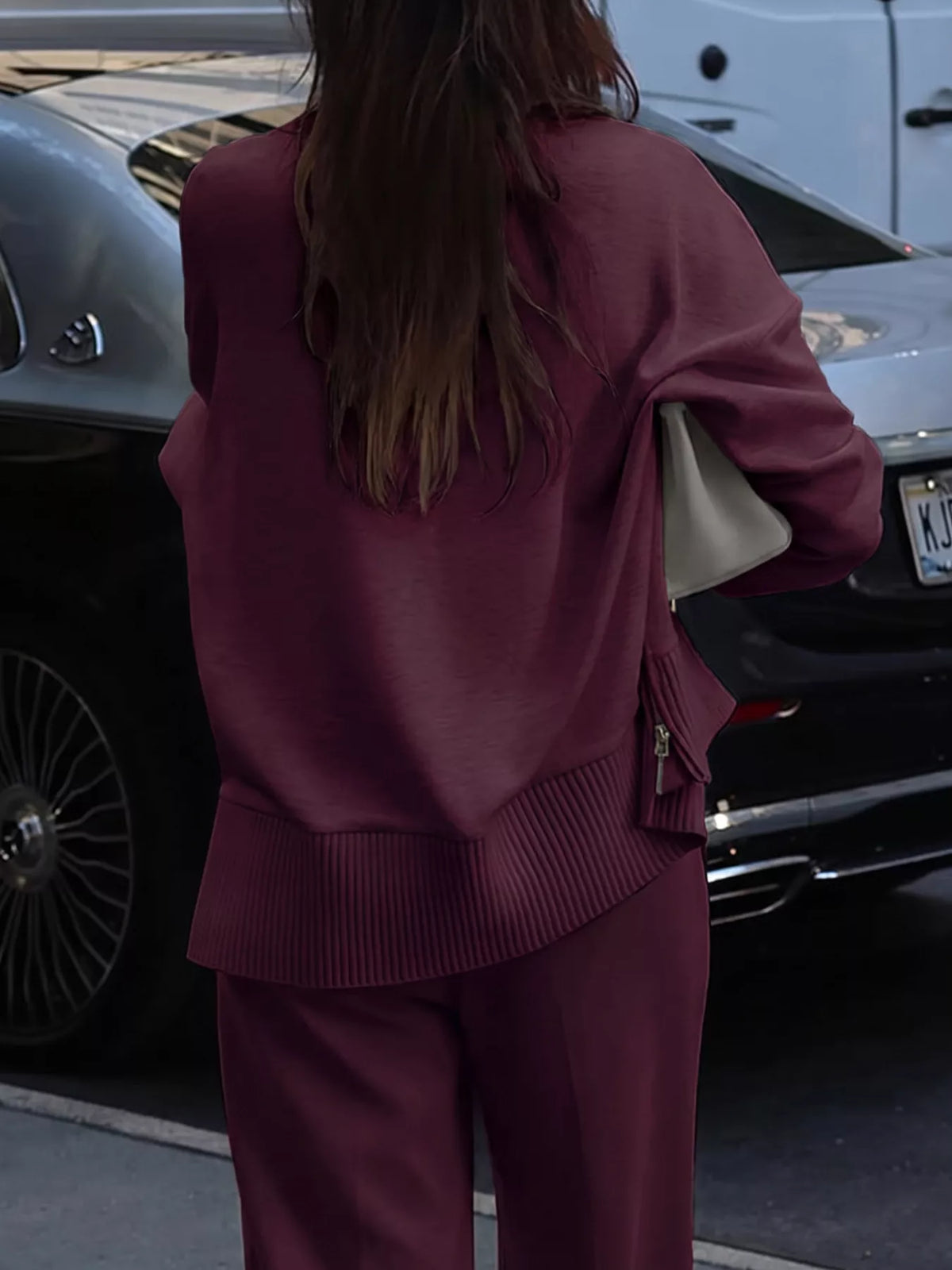 Dropped Shoulder Sweatshirt and Wide-Leg Pants Set