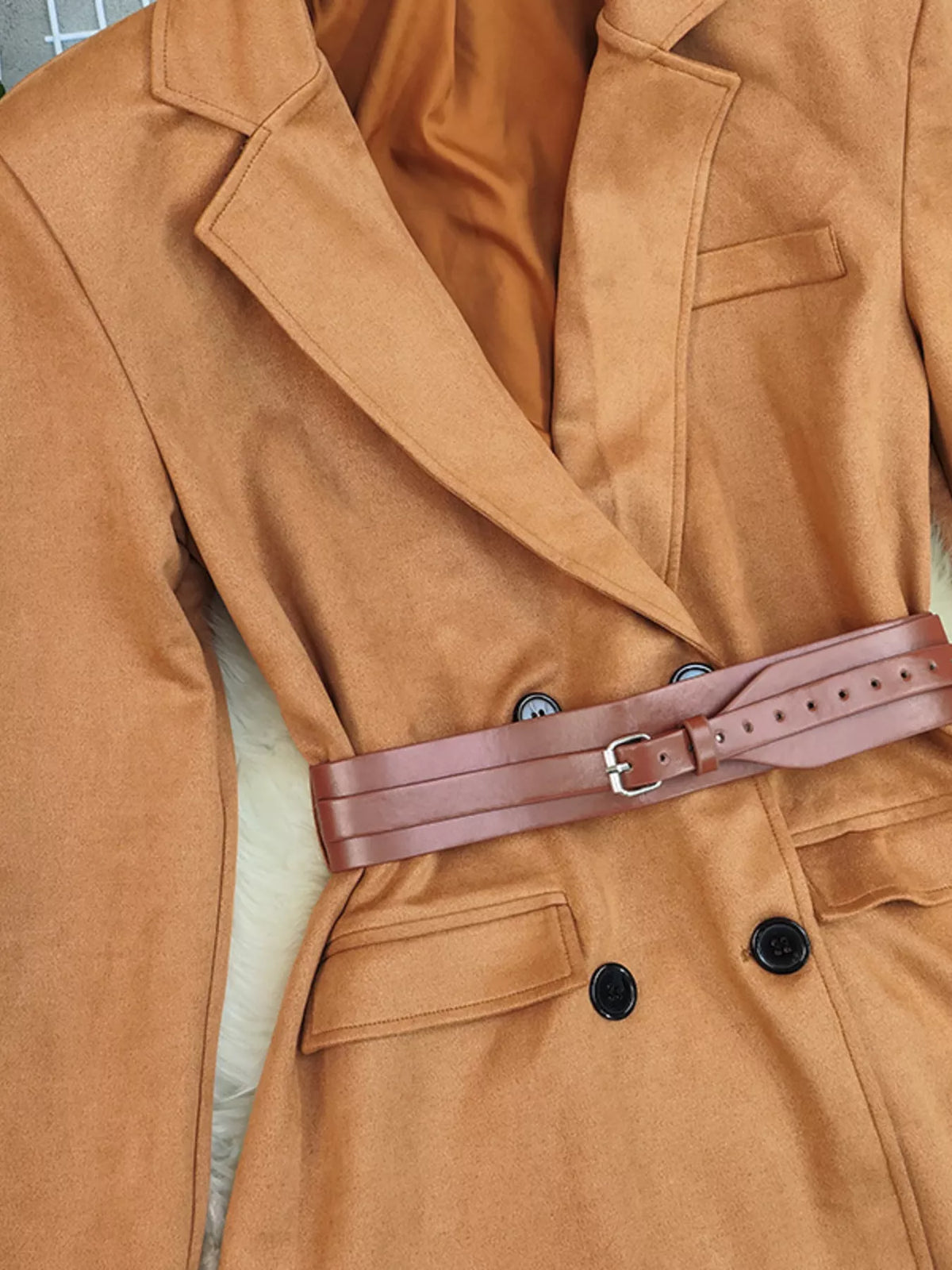 Double-Breasted Lapel Collar Blazer - Lilixa.store