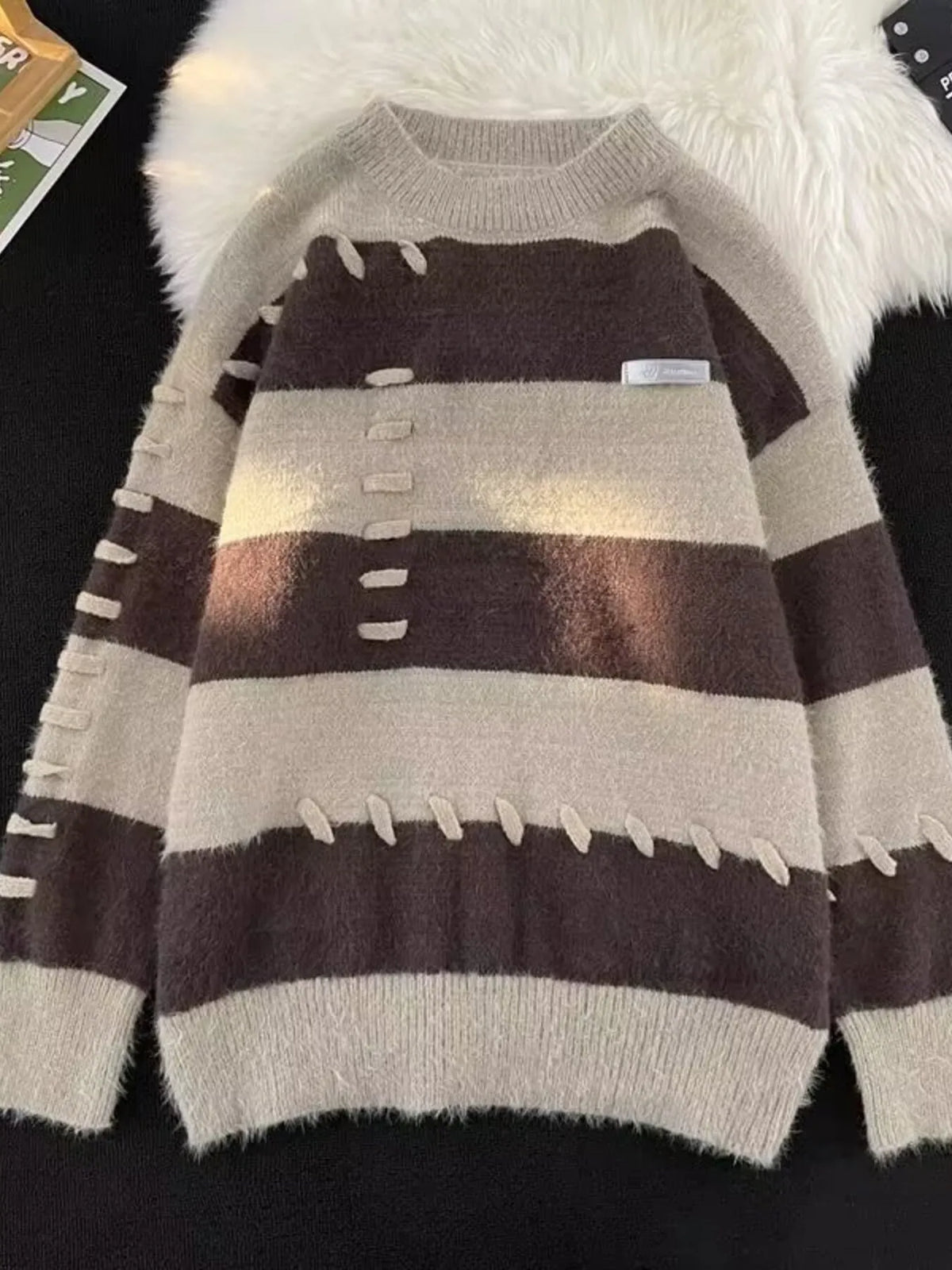 Men's Striped Knit Round Neck Pullover - Lilixa.store