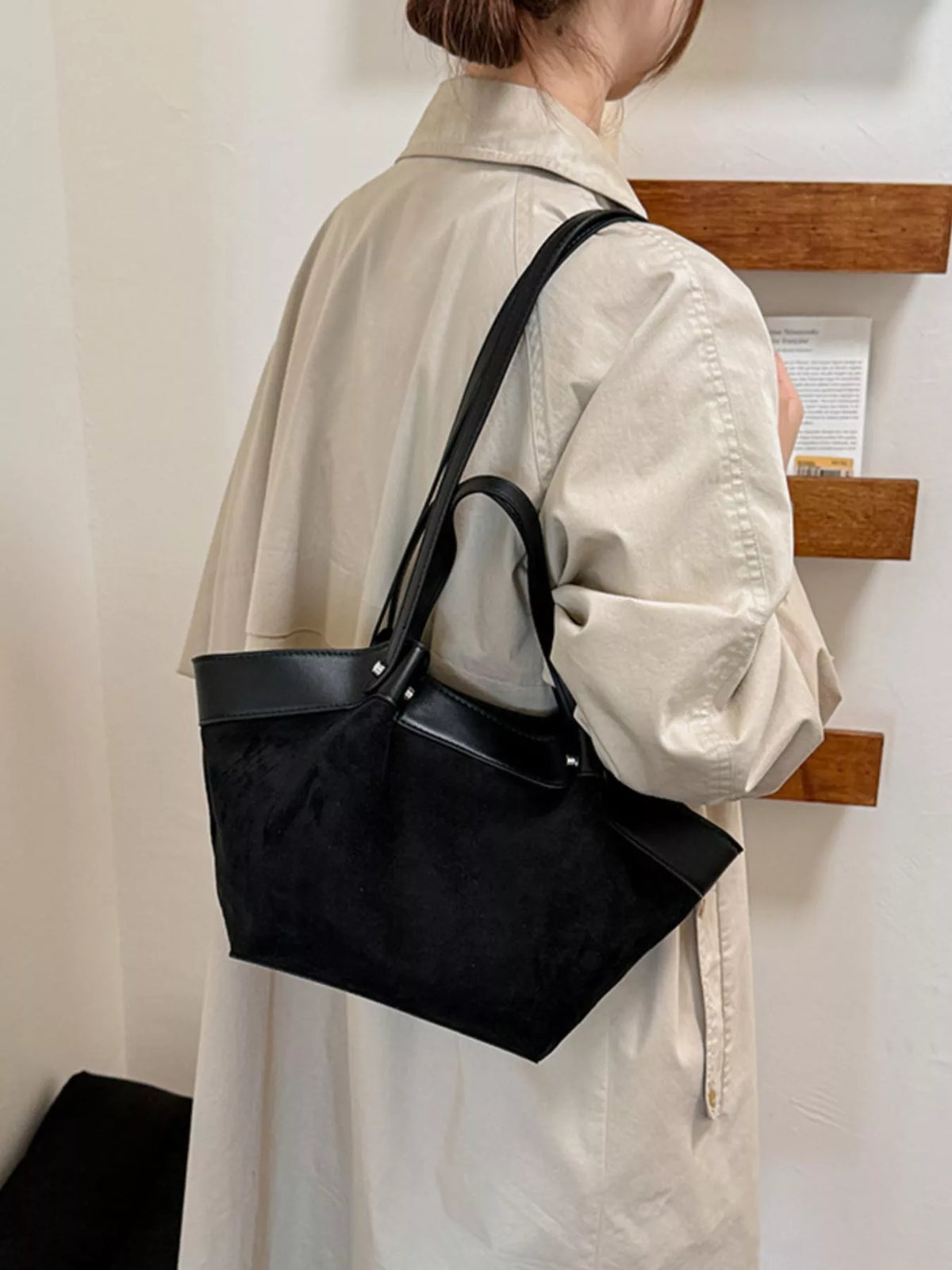 Leather Trim Tote Bag