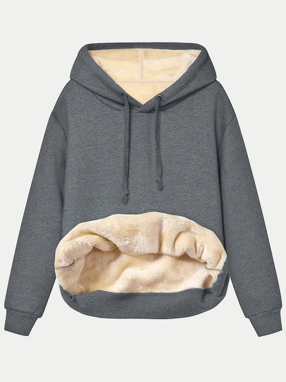 Drawstring Long Sleeve Hoodie with Kangaroo Pocket - Lilixa.store