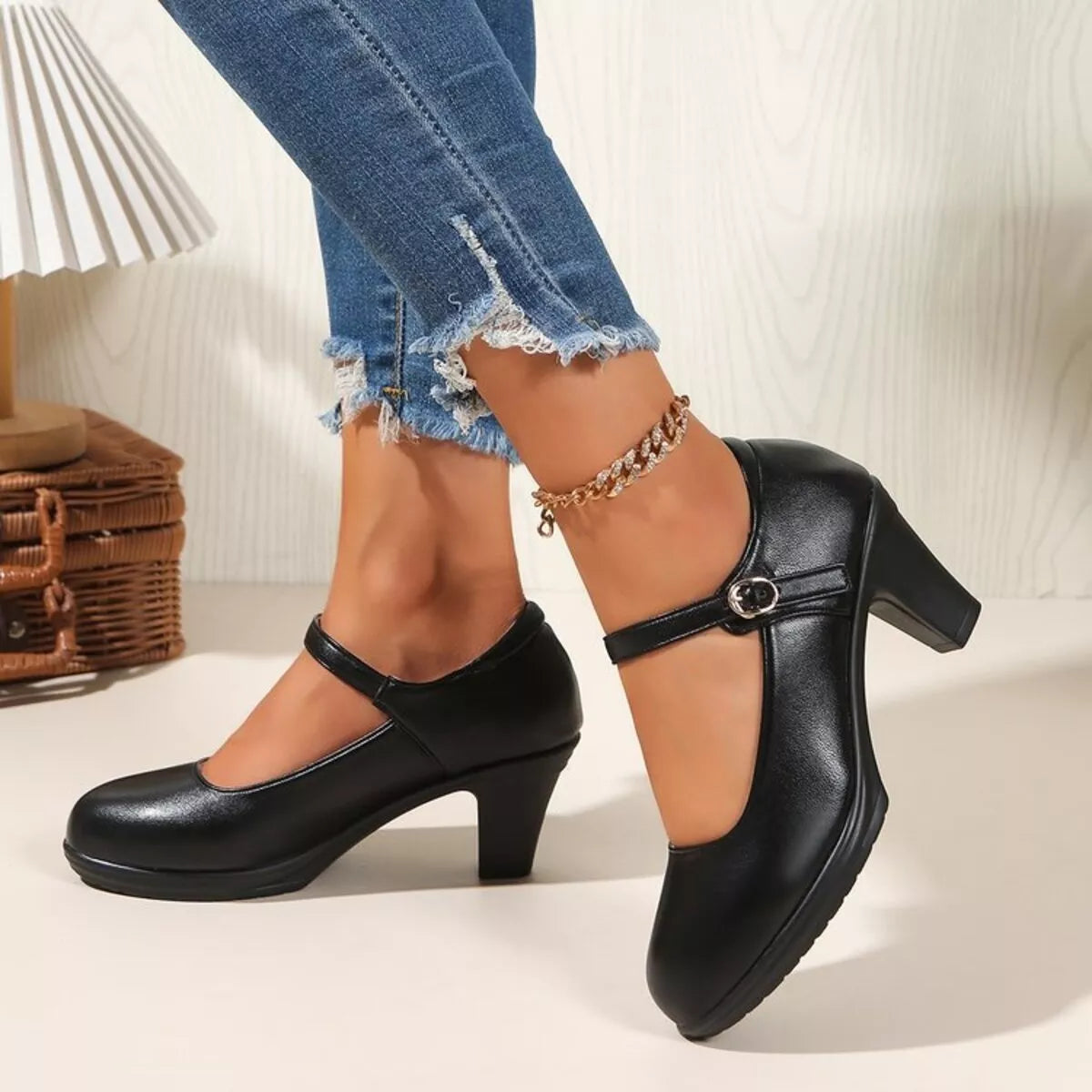 Buckle Block Heels Pumps - Lilixa.store