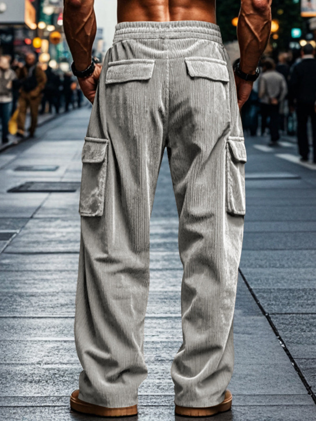 Men's Full Size Corduroy Cargo Pants Plus Size