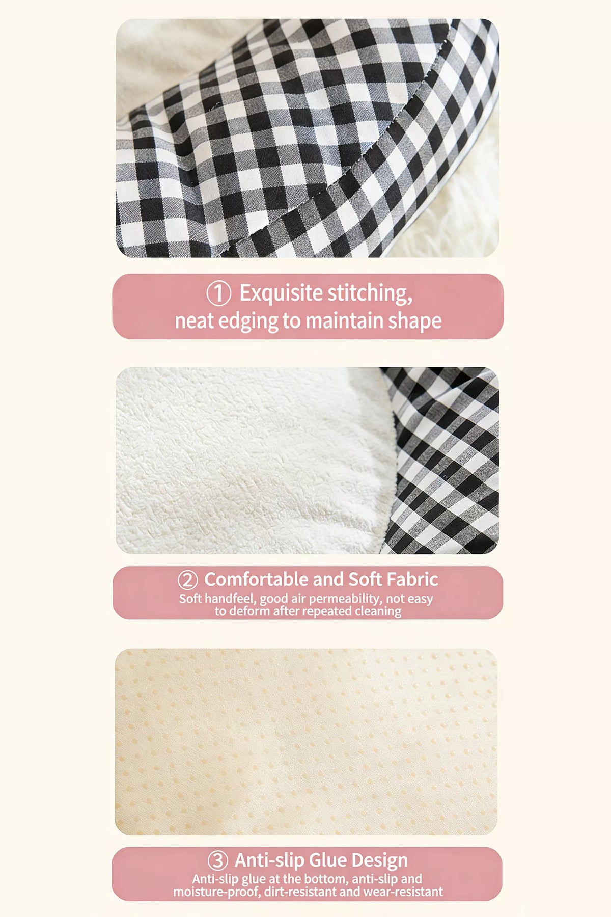Cartoon Plaid Design Pet Mat with Bow - Lilixa.store