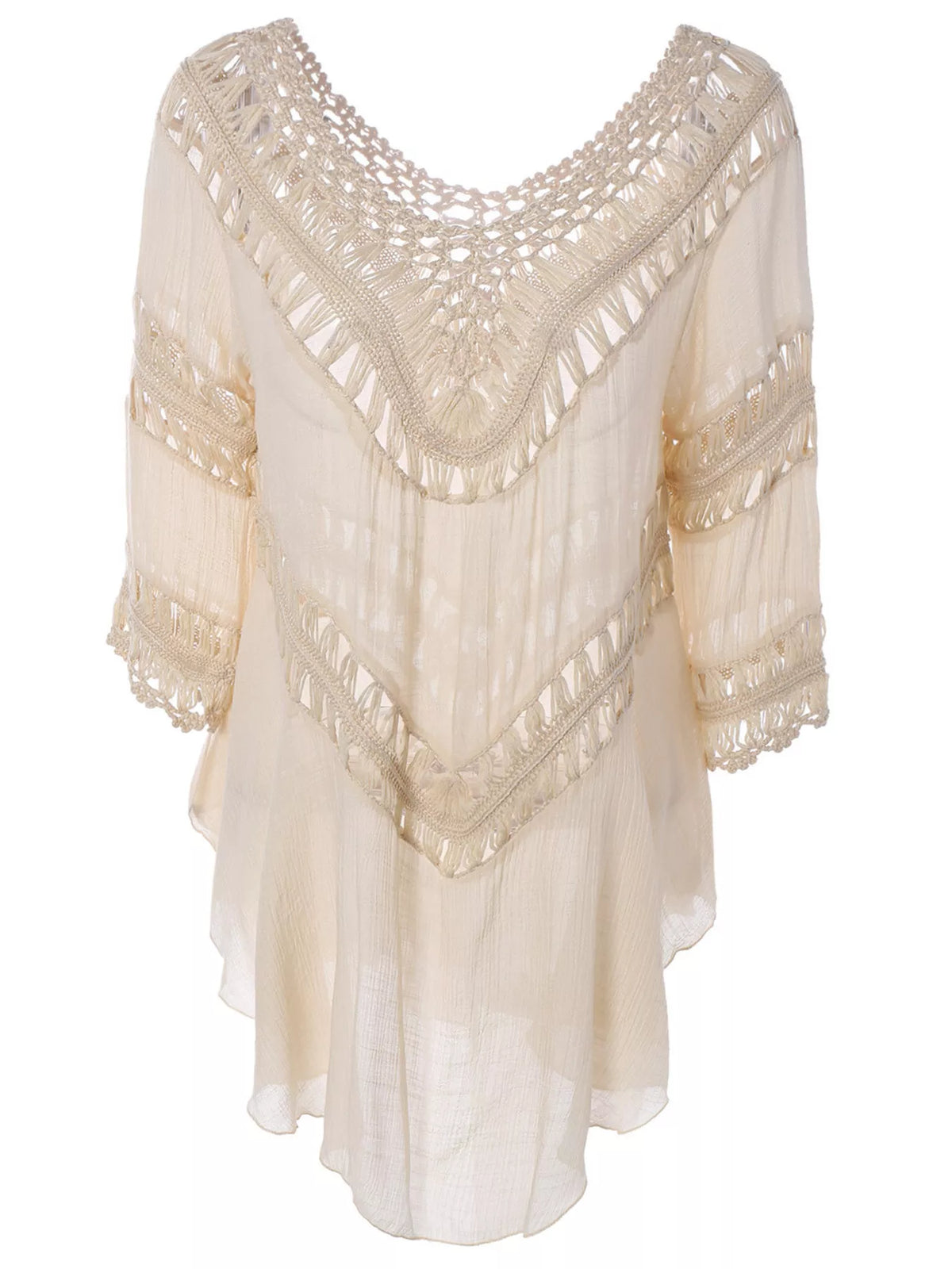 Crochet Trimmed Flowy Cover Up Dress - Lilixa.store