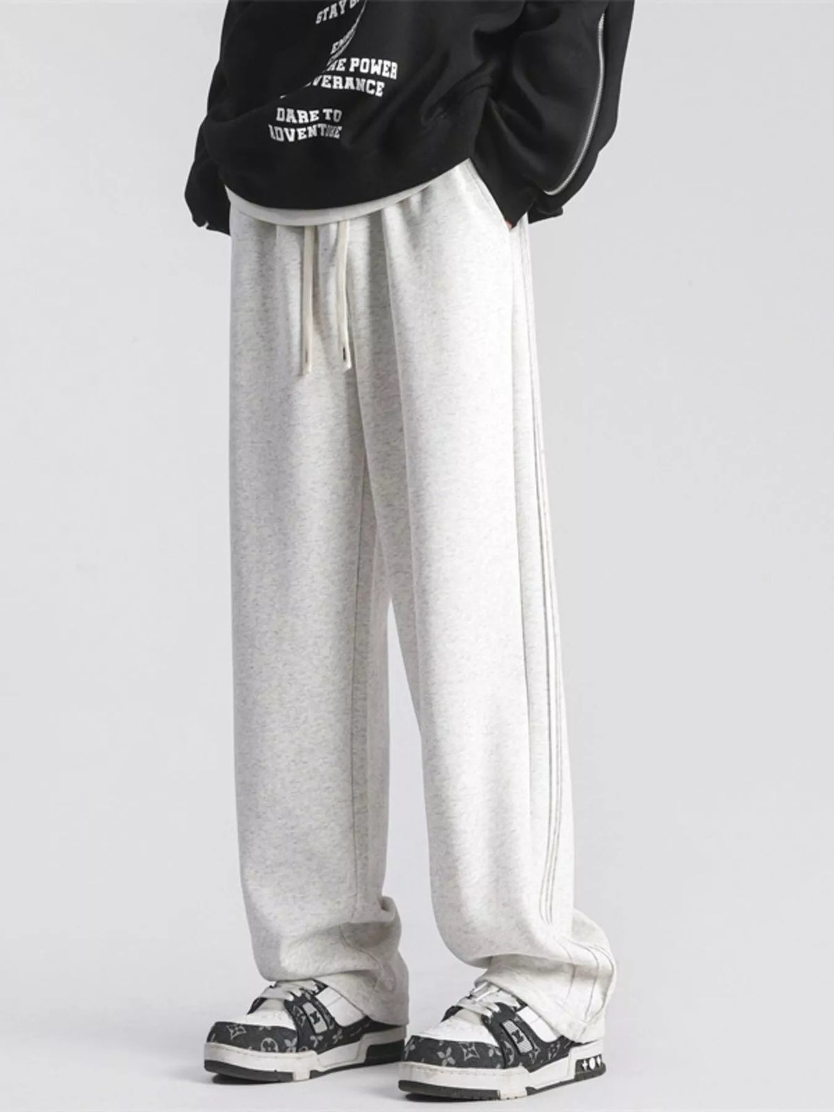 Men's Full Size Casual Loose-Fit Sweatpants Plus Size in Flower White
