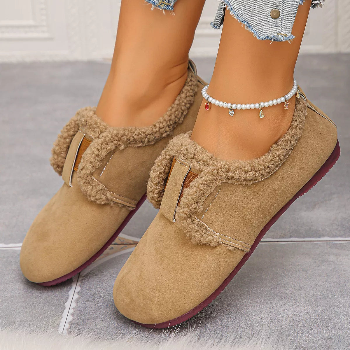 Faux Fur Lined Slip-Ons - Lilixa.store