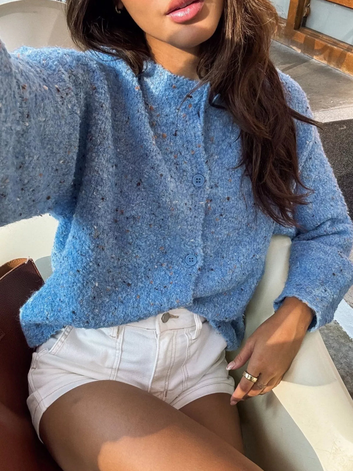 Textured Knit Button-Up Cardigan - Lilixa.store