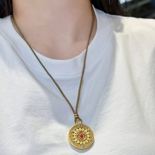 18K Gold-Plated Round Pendant Necklace - Lilixa.store