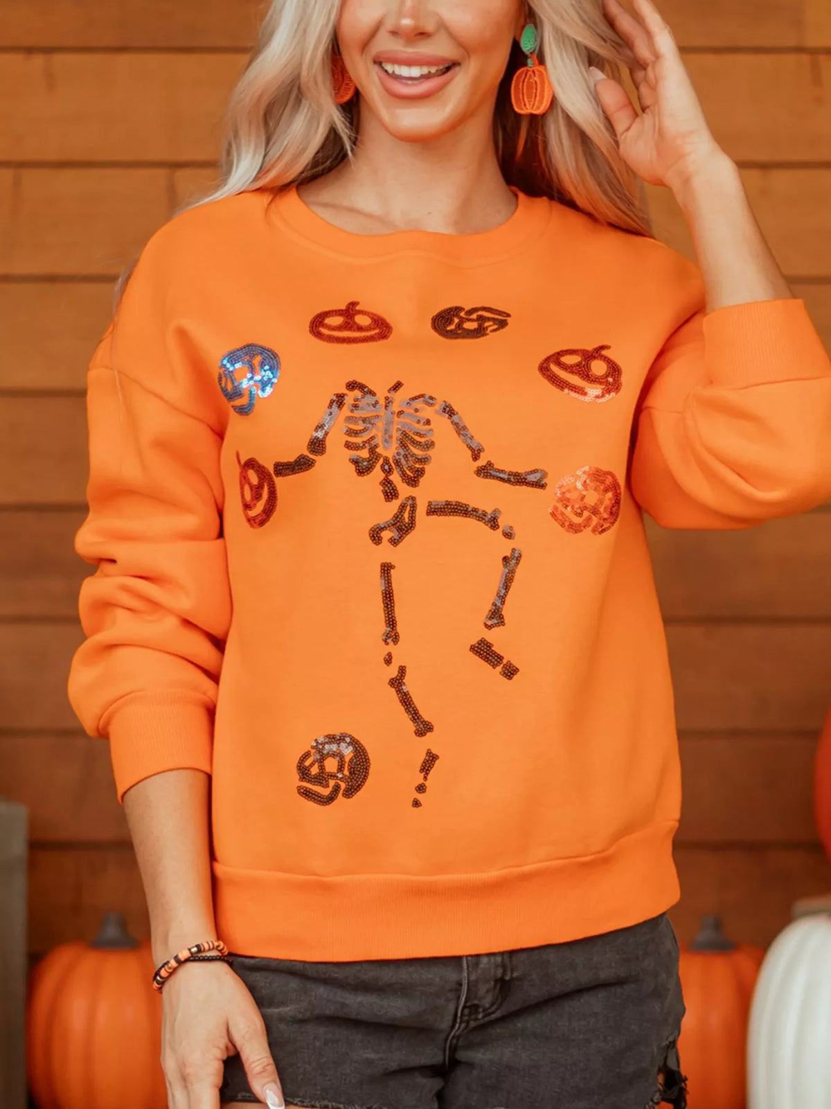 Dancing Critters Sequin Halloween Crewneck Sweatshirt - Lilixa.store