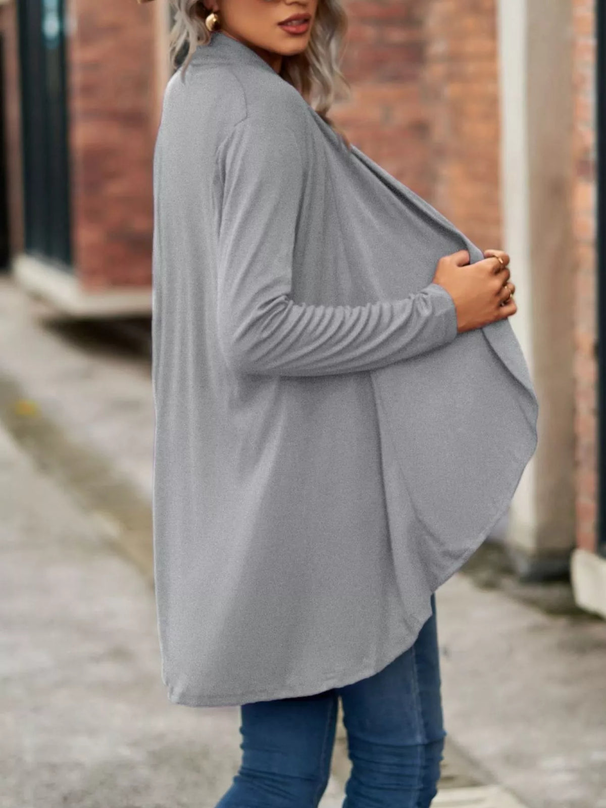 Open-Front Dropped Shoulder Cardigan - Lilixa.store