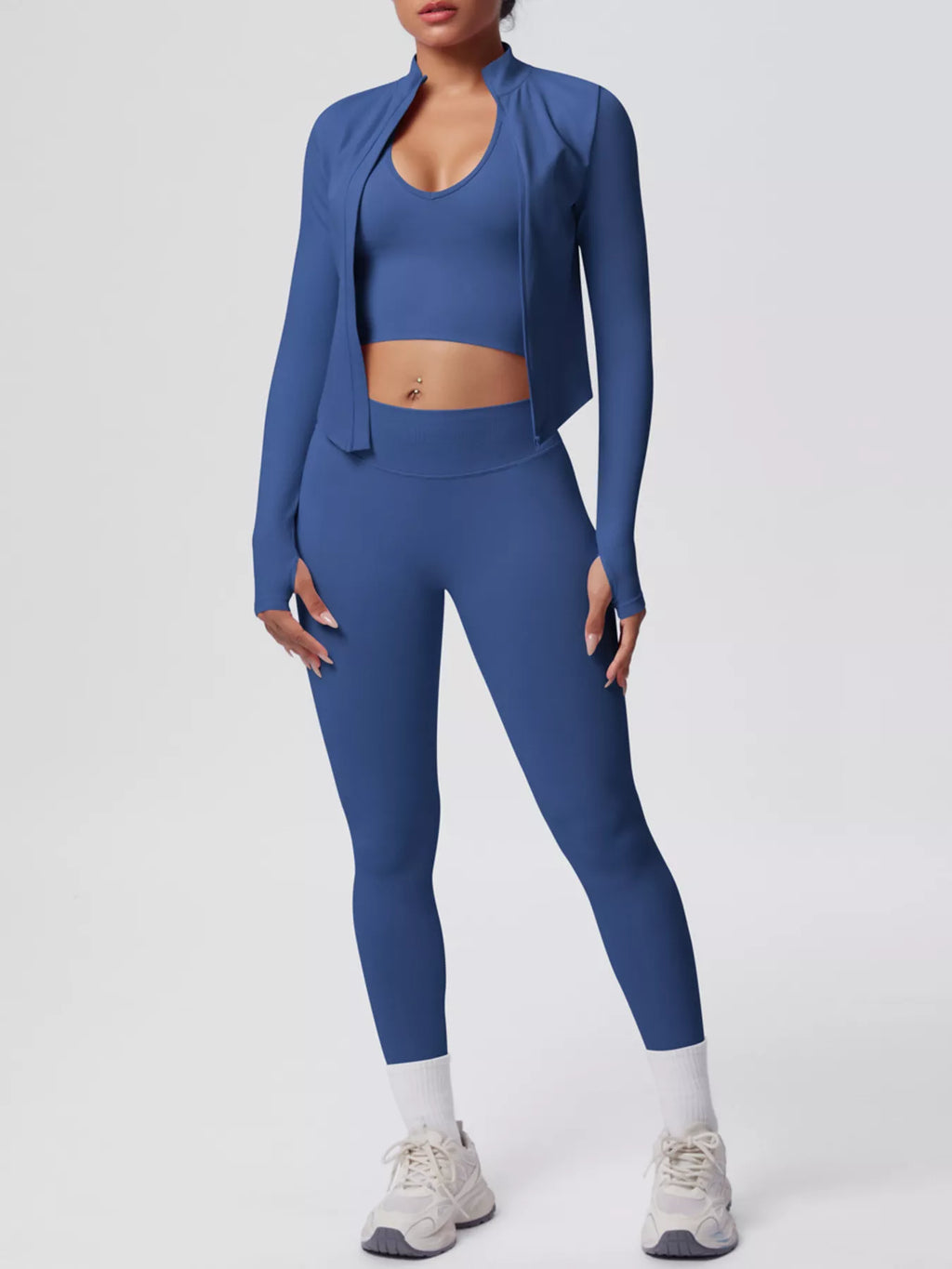 Tank & Zip-Up Jacket and Leggings Three-Piece Active Set - Lilixa.store
