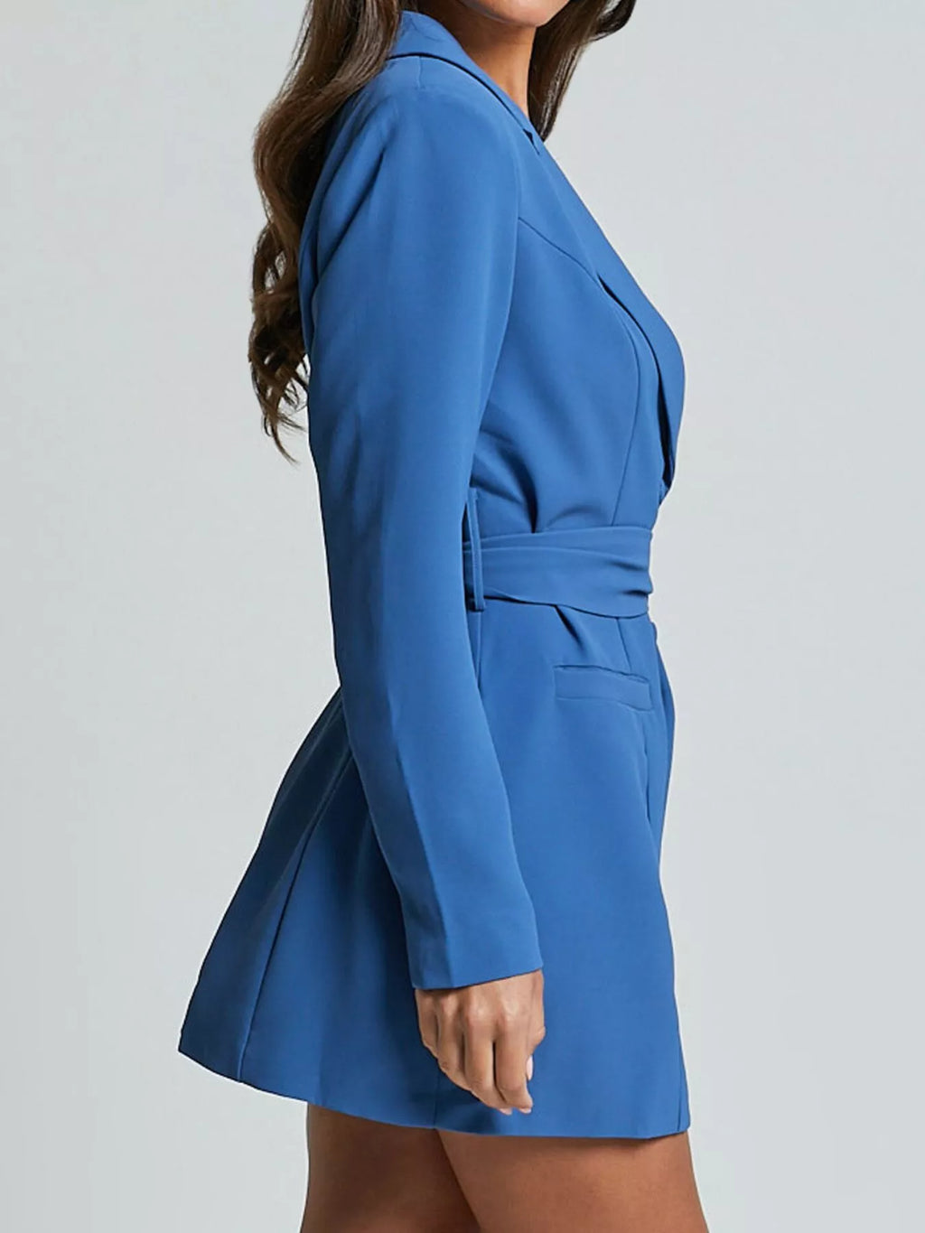 Lapel Collar Tie Waist Blazer - Lilixa.store