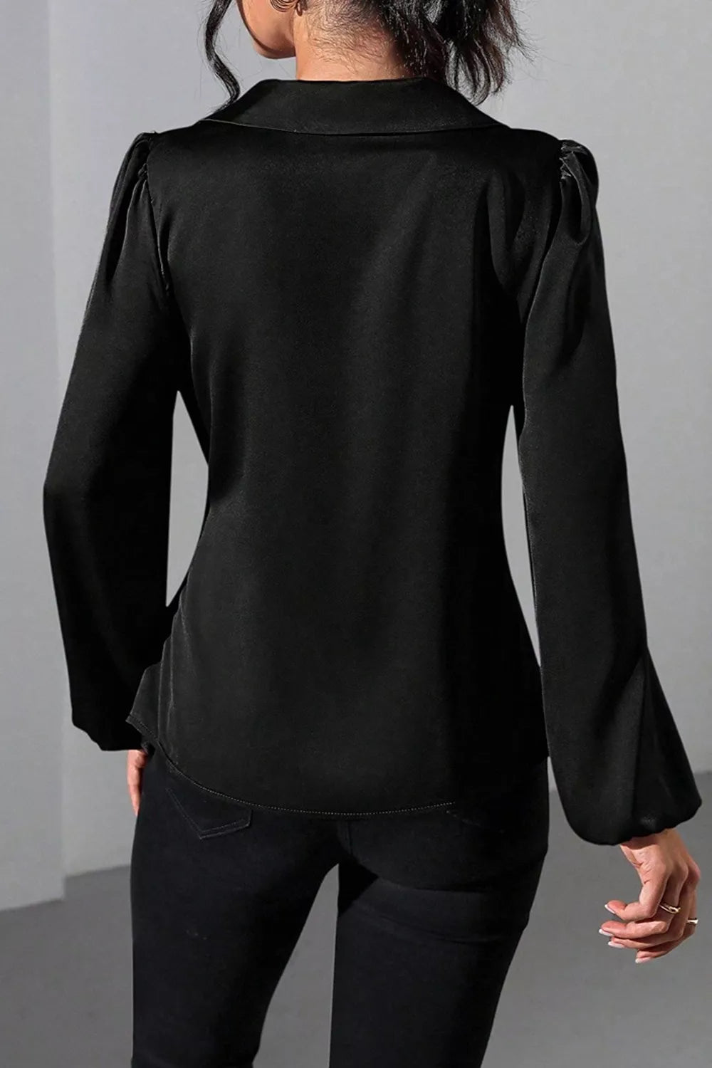 Satin Tied Detail Long Sleeve Blouse, view 11