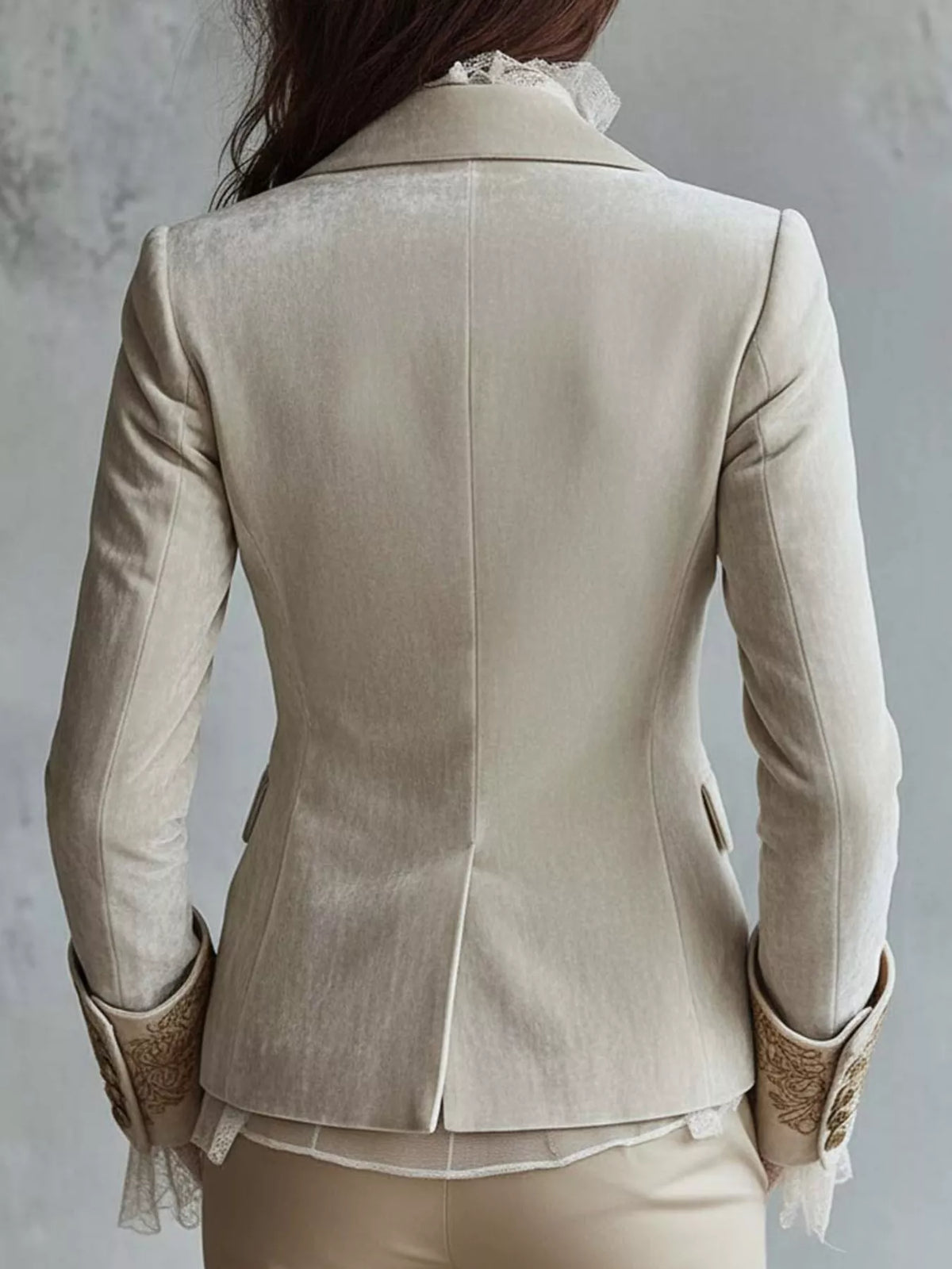 Embroidered Velvet Long Sleeve Blazer - Lilixa.store