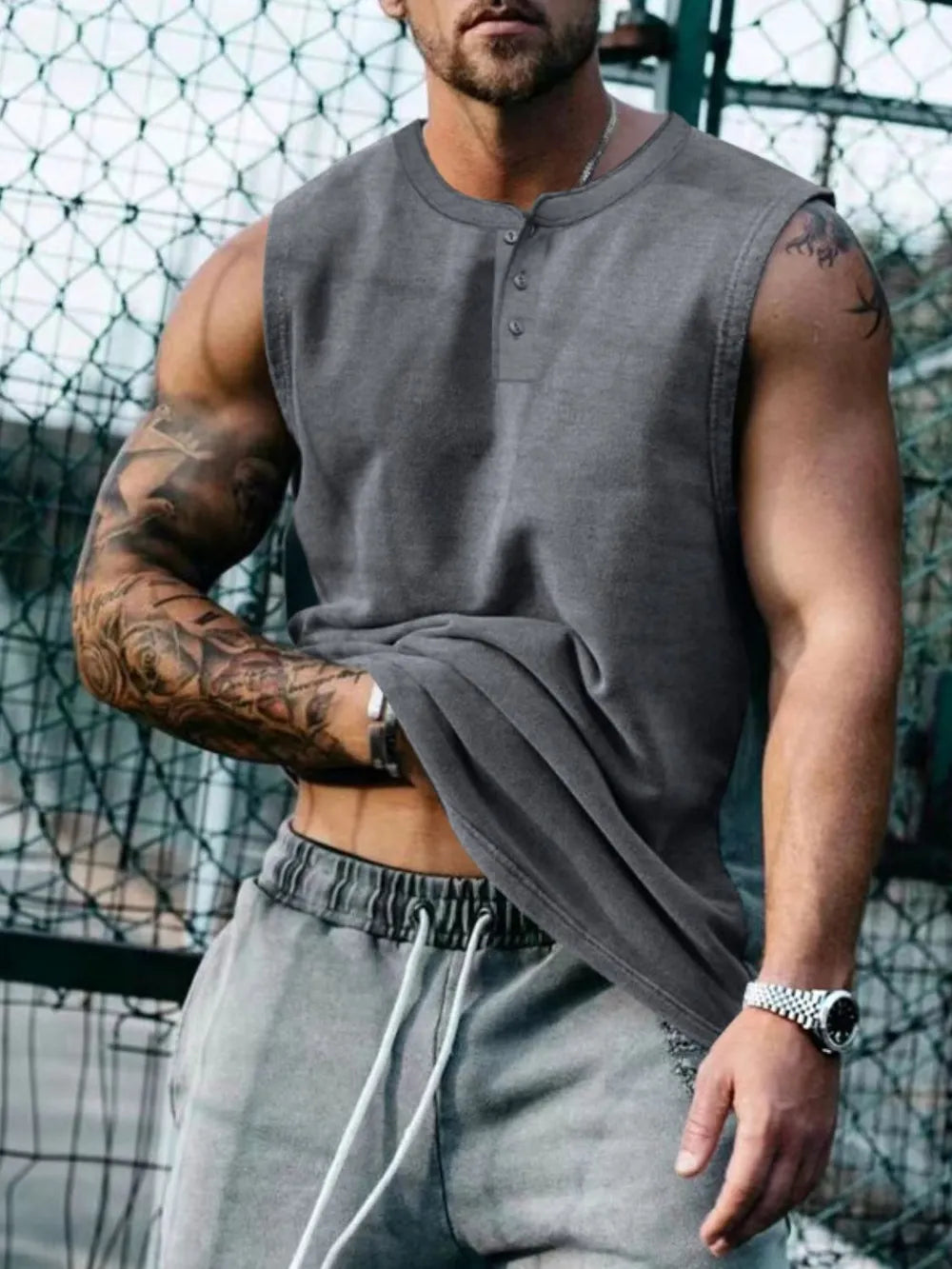 Men's Plus Size Round Neck Tank - Lilixa.store