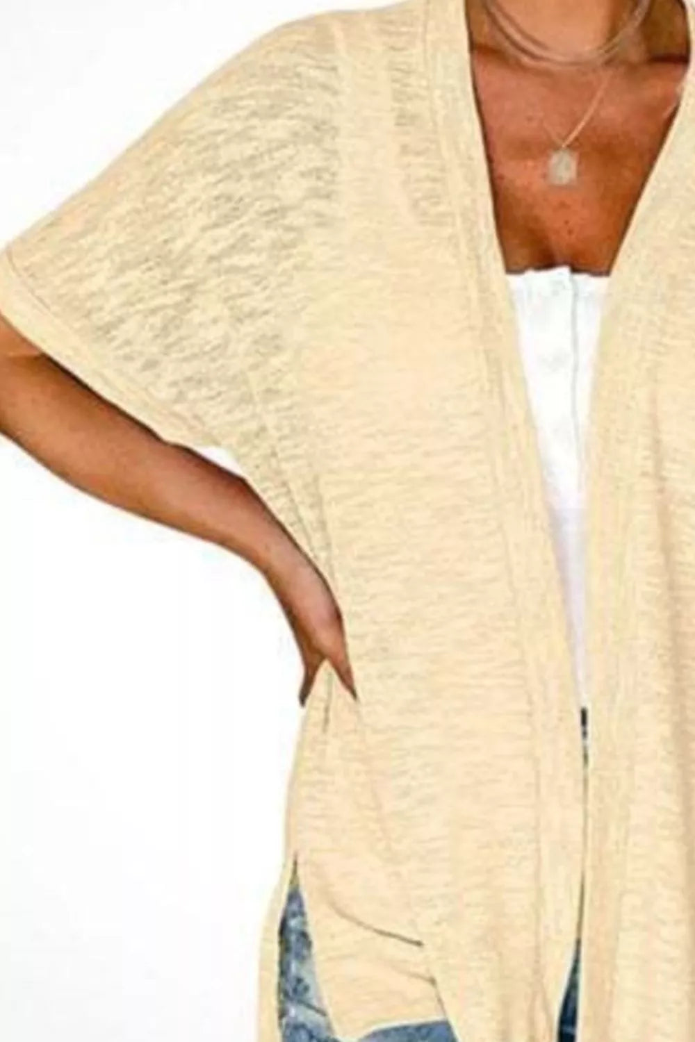 Side Sit Open Front Cardigan - Lilixa.store