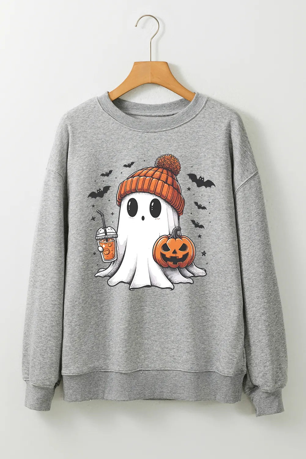 Ghost Round Neck Long Sleeve Sweatshirt - Lilixa.store