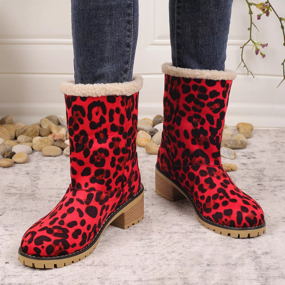 Leopard Print Plush Lined Boots - Lilixa.store