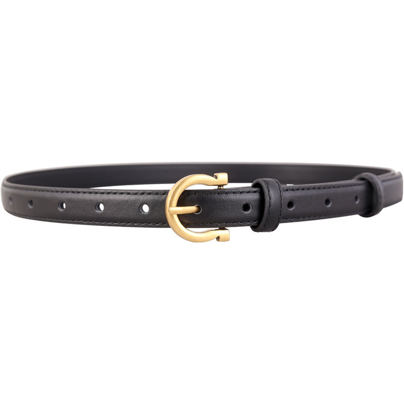 Leather Belt with Golden Buckle - Lilixa.store