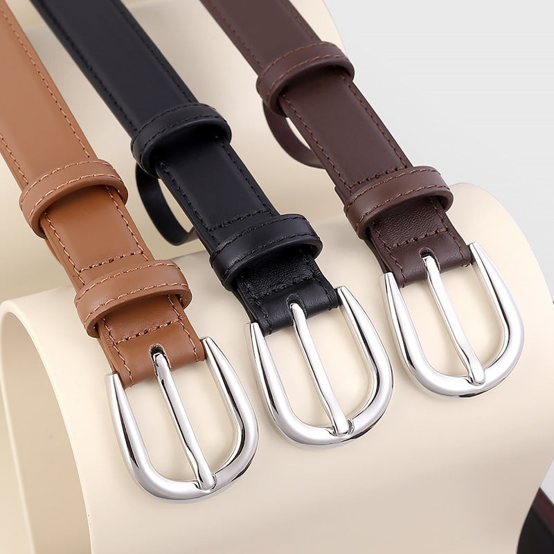 Buckle Skinny Leather Belt - Lilixa.store