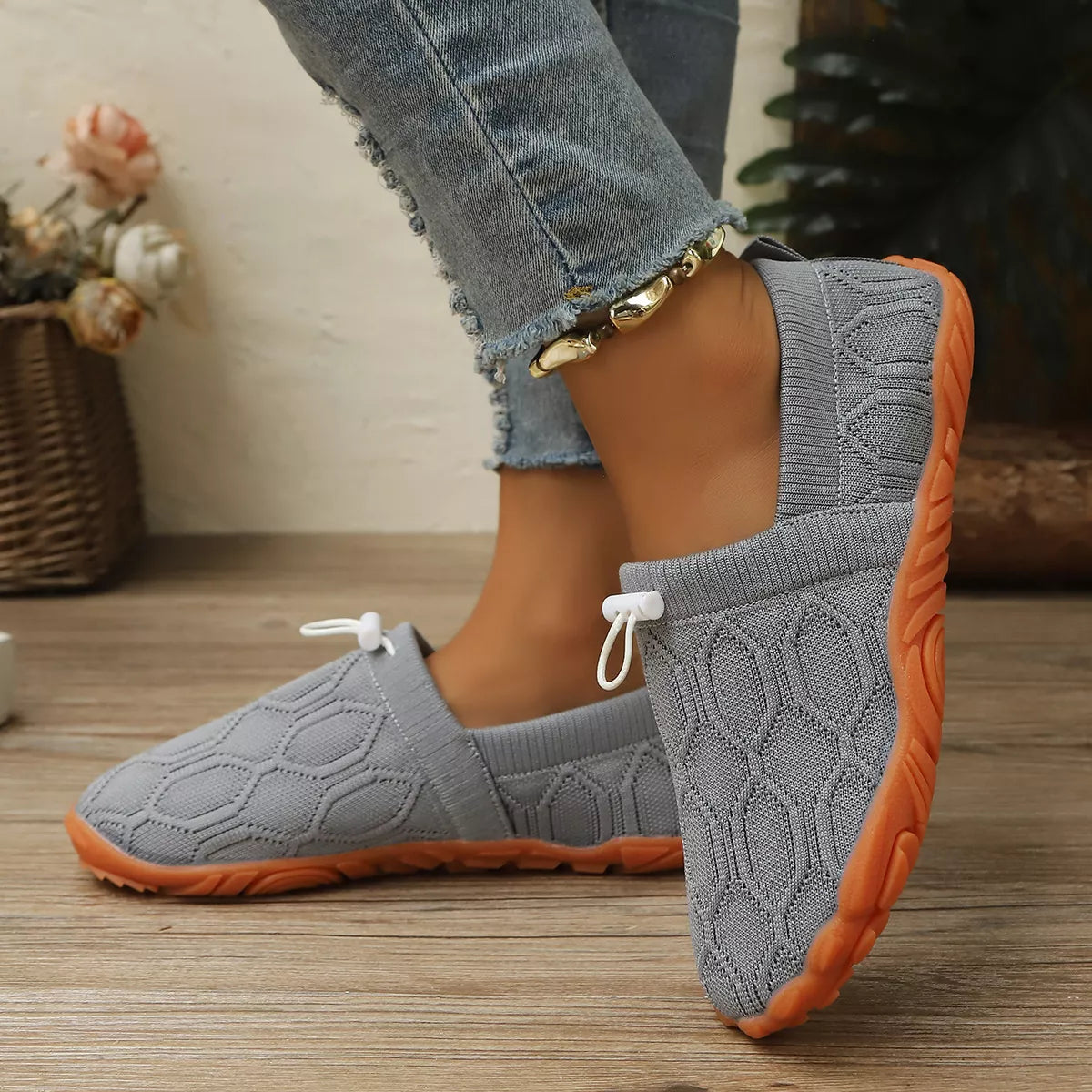 Round Toe Drawstring Slip-Ons - Lilixa.store