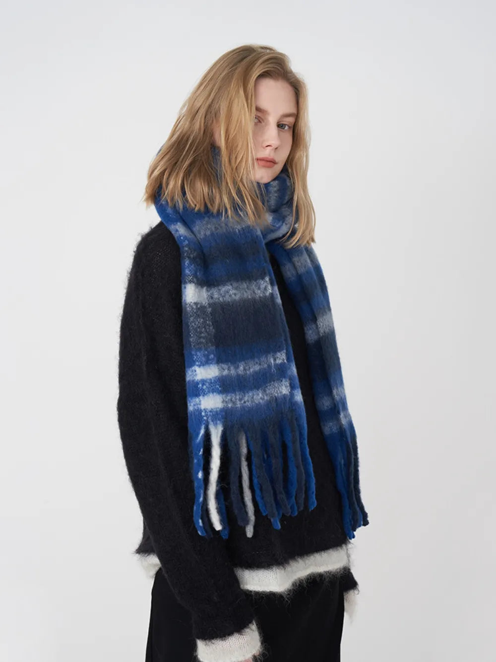 Fringe Plaid Polyester Scarf - Lilixa.store