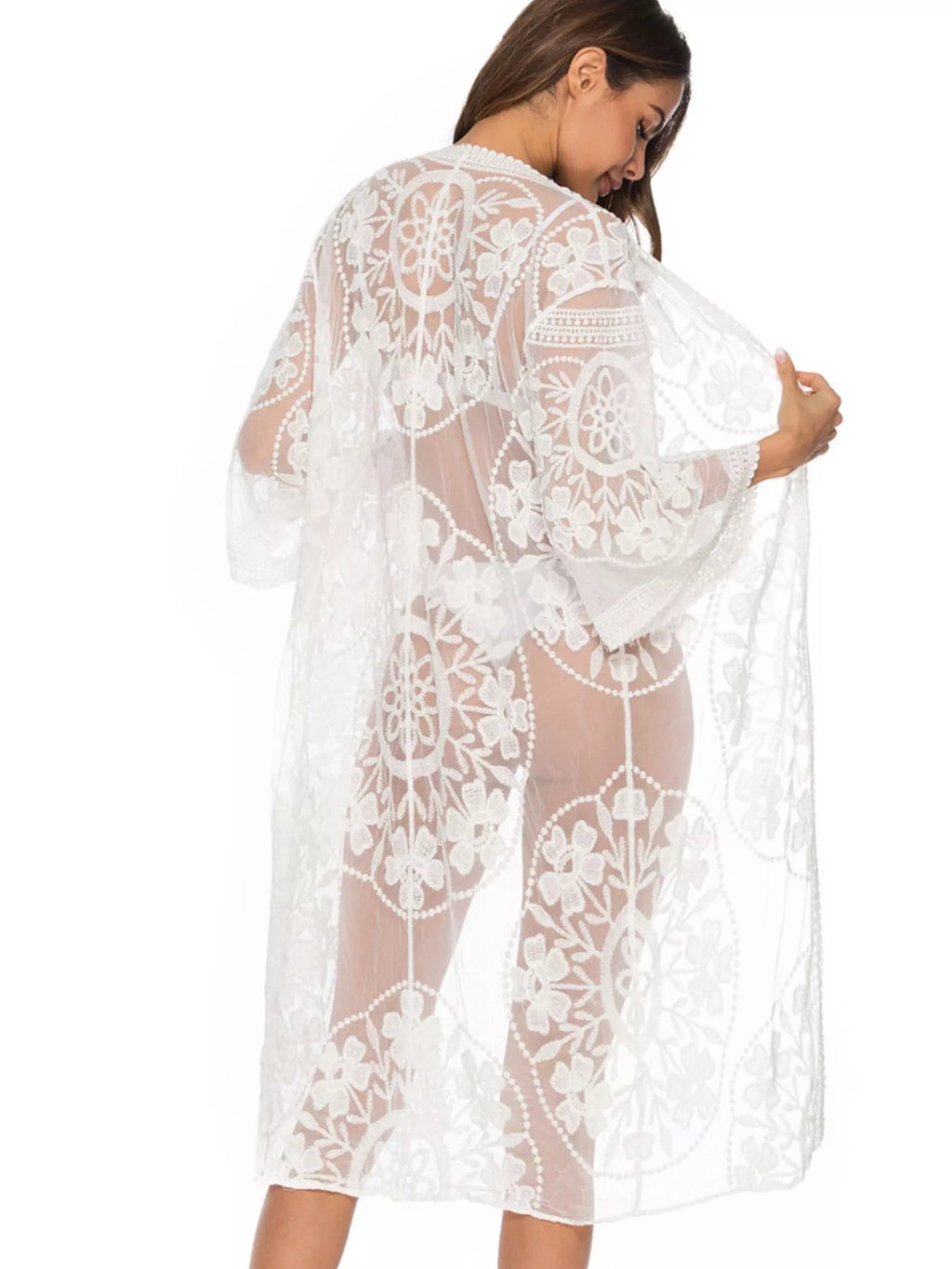 Floral Lace Sheer Kimono Cover-Up - Lilixa.store