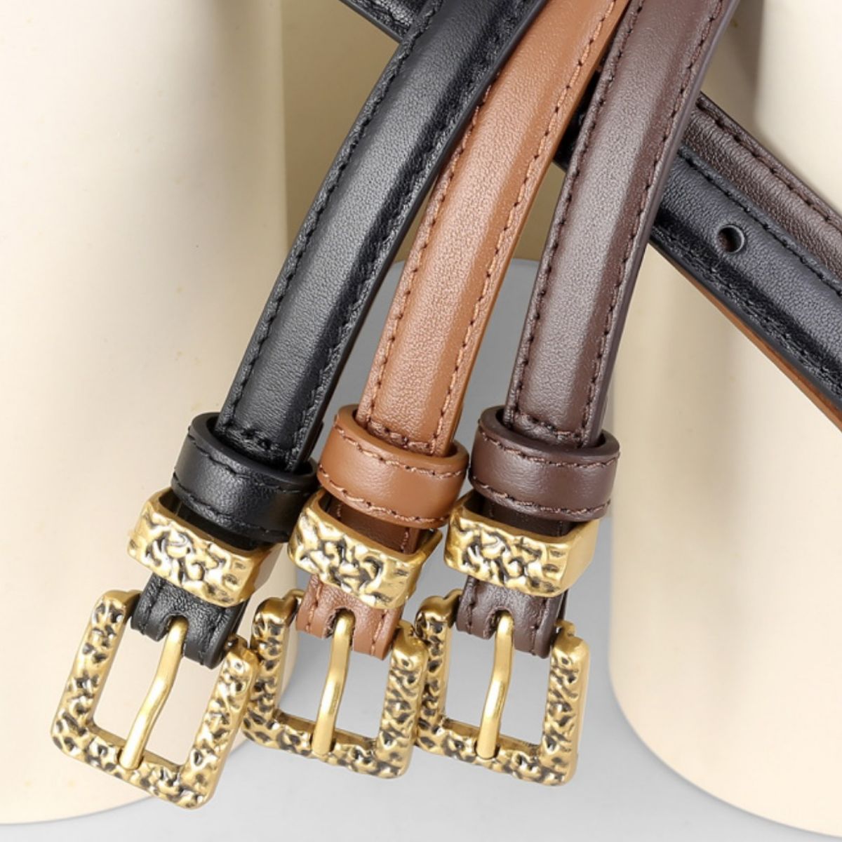 Skinny Leather Belt with Buckle - Lilixa.store