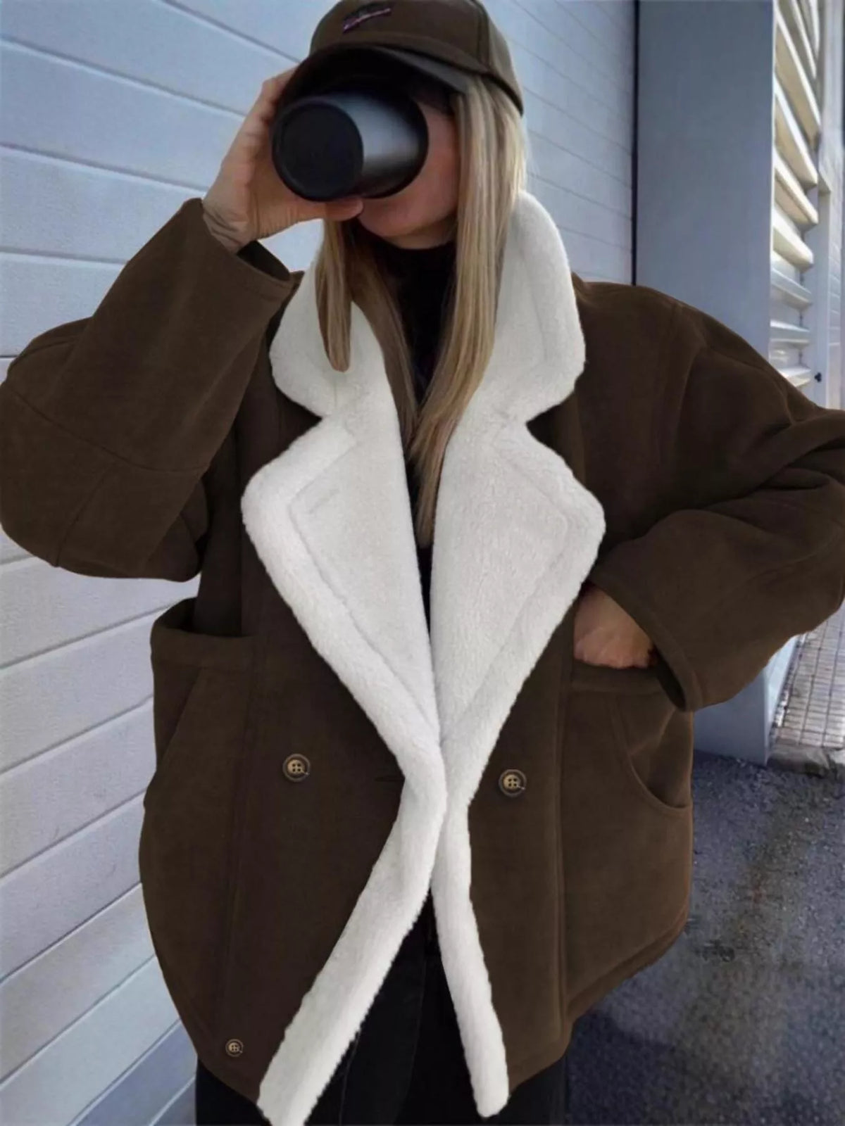 Plush Lined Dropped Shoulder Outerwear - Lilixa.store