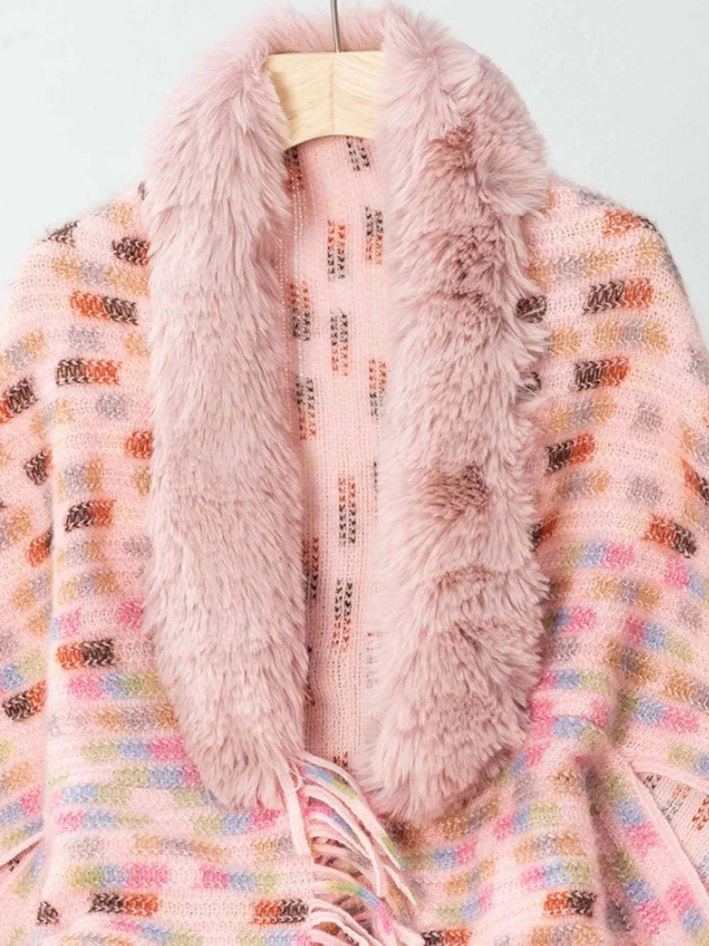 Fringe Fuzzy Open Front Poncho - Lilixa.store