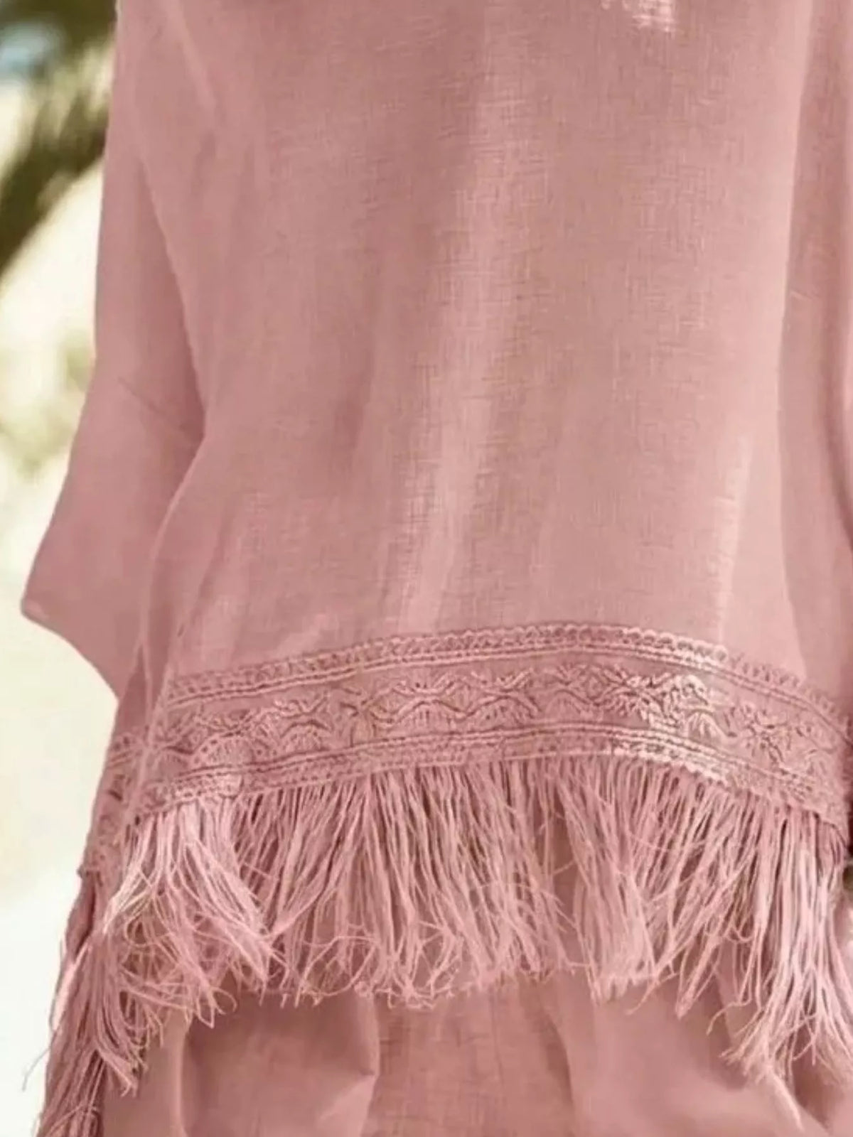 Fringed 3/4 Sleeve Blouse, view 4