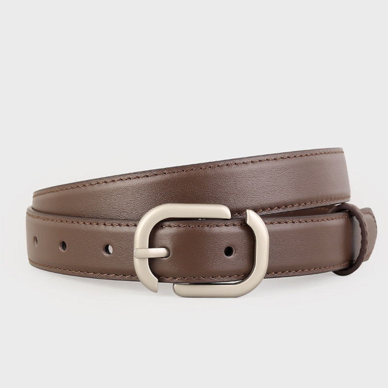 Leather Belt with Silver Buckle - Lilixa.store